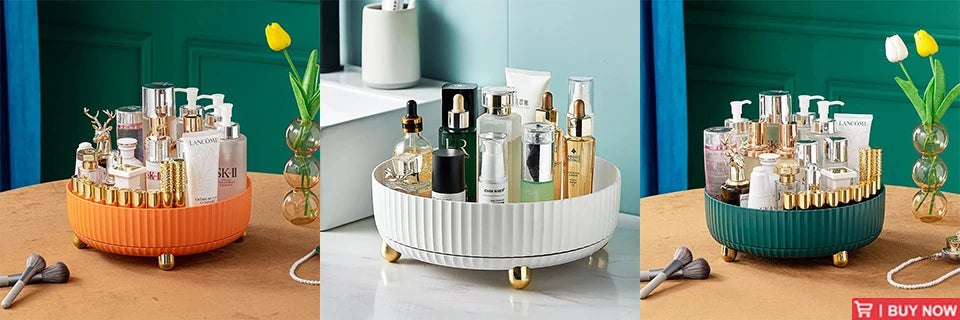 360° Rotatable Desktop Cosmetic Rack Bathroom Shelf Large-capacity Perfume Aromatherapy Skin Care Product Storage Rack Organizer