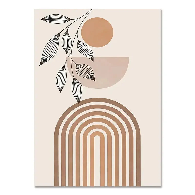 Boho Light Colour Block Canvas Painting Nordic Minimalist Lines Wall Art People Leaves Wall Art Home Living Room Decoration