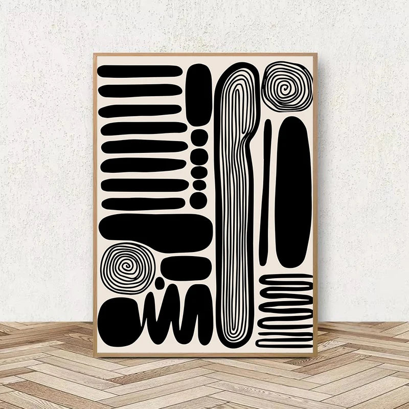 Abstract Shapes and Lines Canvas Paintings Retro Geometric Lines Poster and Print Minimal Art Wall Art Picture for Home Decor