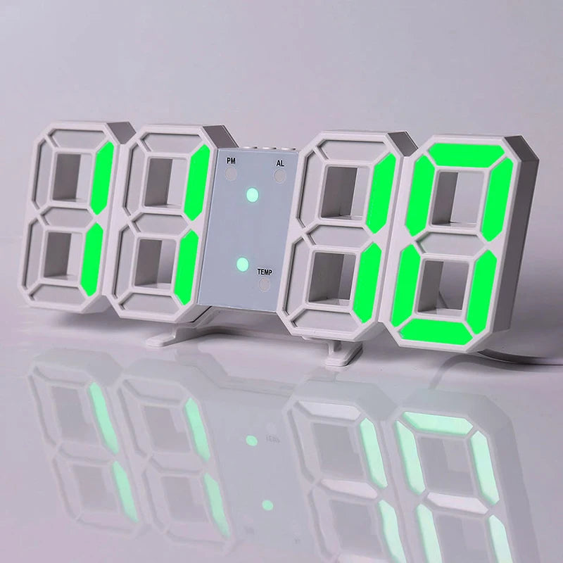 3D LED Digital Alarm Clock Wall Clock, Desk Alarm Clock,Time/Date/Temperature for Home/ Kitchen/Office