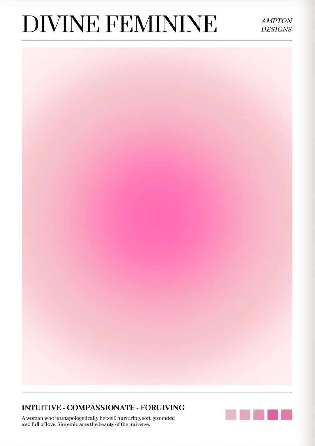 Pink Aura Affirmation Love Circle Butterfly Poster Print Canvas Art Pictures Home for Bedroom Wall Decor Frameless Painting