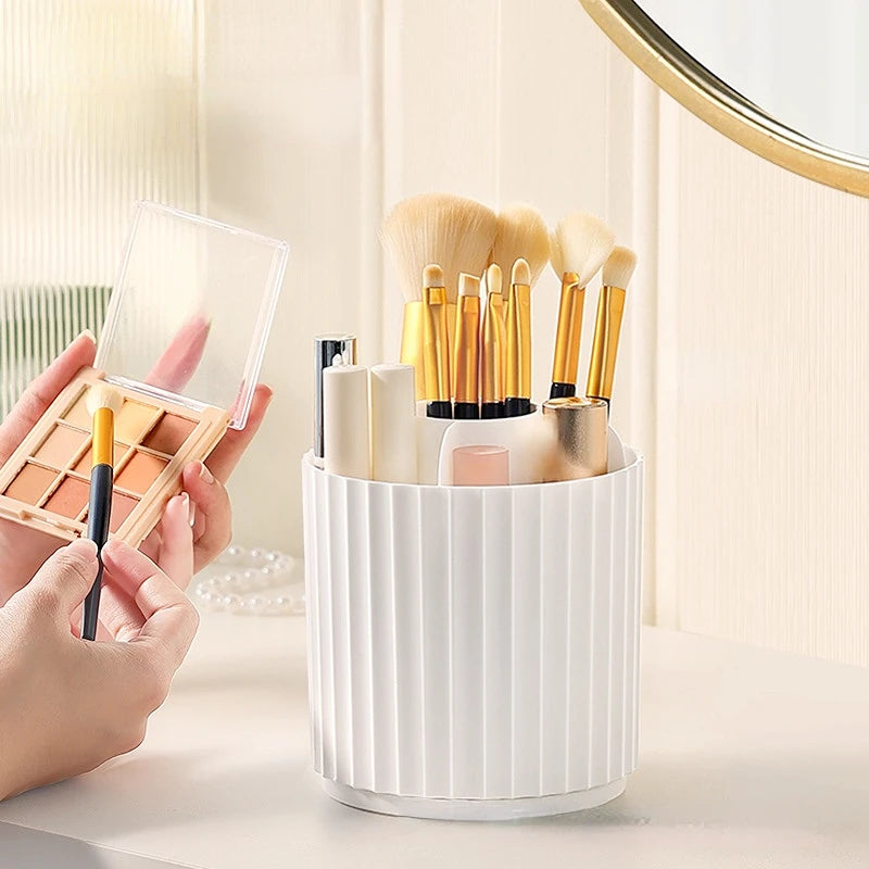 1pcs Makeup Brush Storage Cylinder Rotating Dustproof Desktop Lipstick Powder Brush Bucket Dressing Table Storage Rack Cosmetics