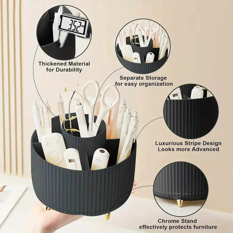 360 Rotating Makeup Holder Desktop Cosmetic Storage Box Organizer Large Capacity For Portable Lipstick Makeup Brush Pen Holder