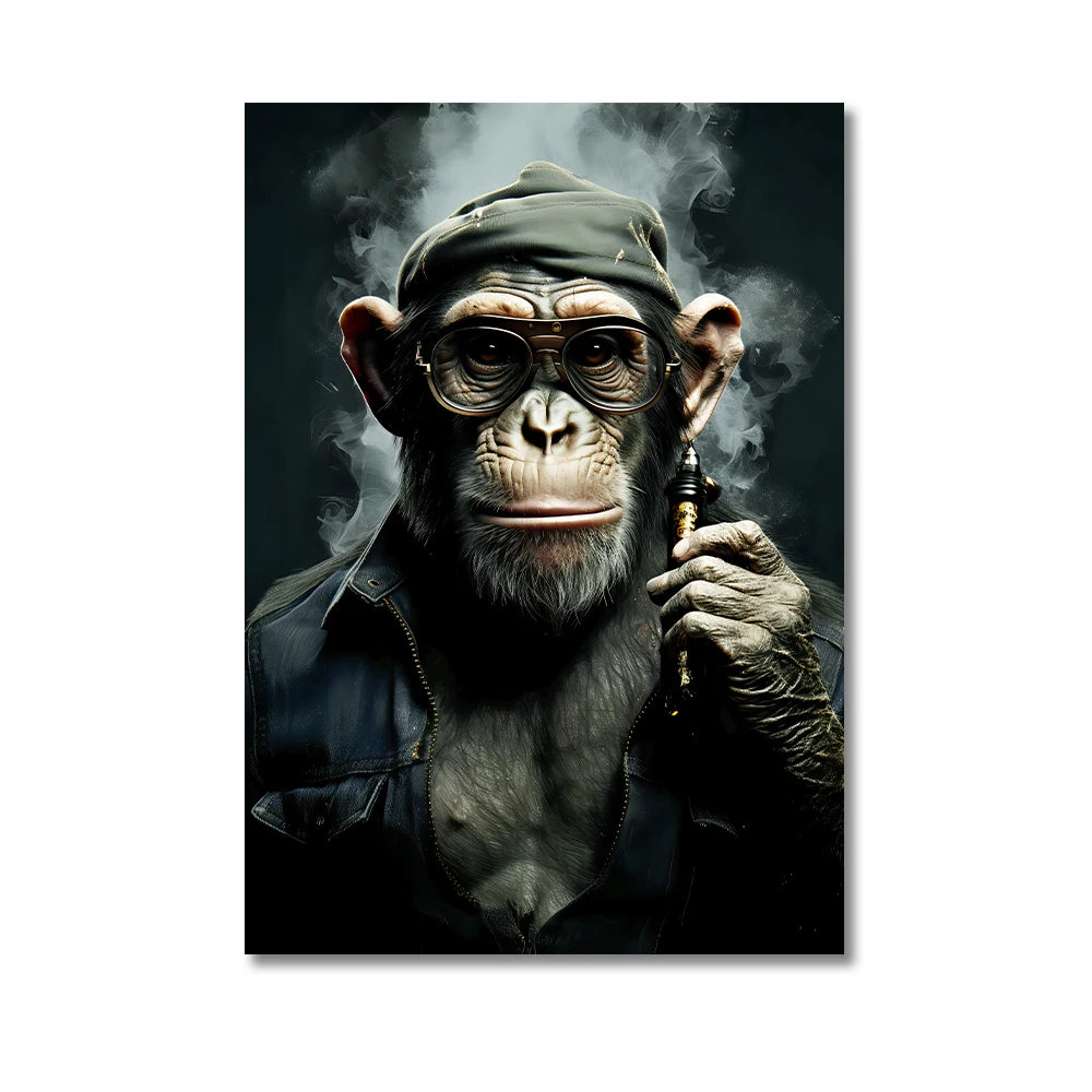 Nordic Gorilla Wear Suit Wall Art Canvas Painting Abstract Aesthetics Animal Monkeys Poster Print Picture for Modern Home Decor