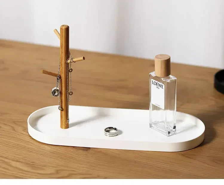 2024 New Nordic Bamboo Tree Branch Storage Tray Living Room Desktop Key Hanger Jewelry Display Frame