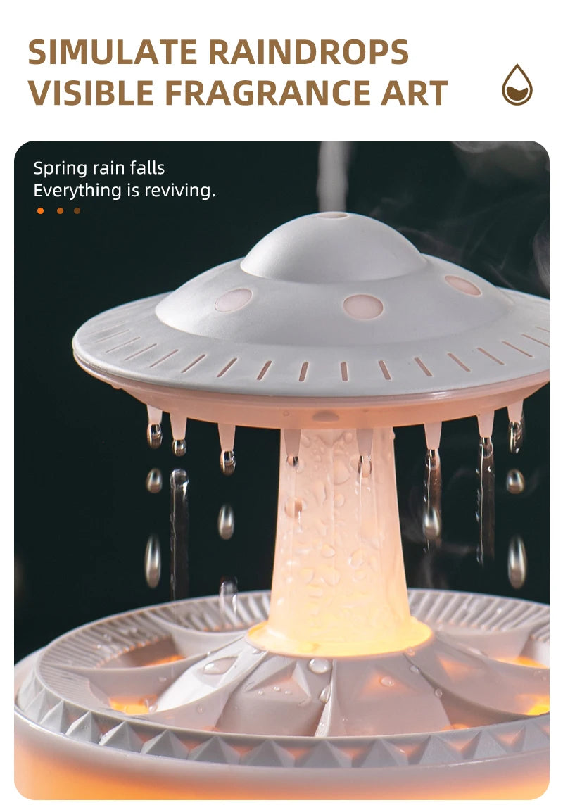 350ml Aroma Air Humidifier Mini Usb Remote Control Raindrop Colorful Light Aromatherapy Room Rain Cloud Aroma Oil  Diffuser