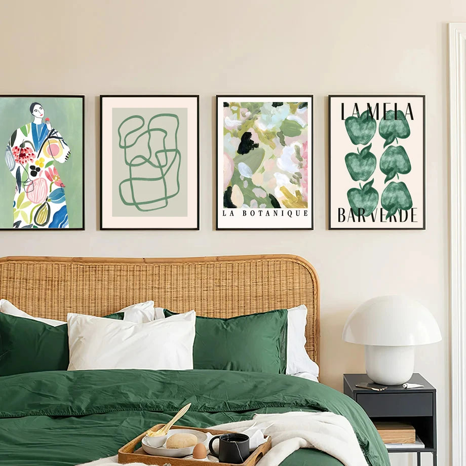 Green Botanical Vase La Mela Van Gogh Abstract Line Wall Art Canvas Painting Posters And Prints Pictures For Living Room Decor
