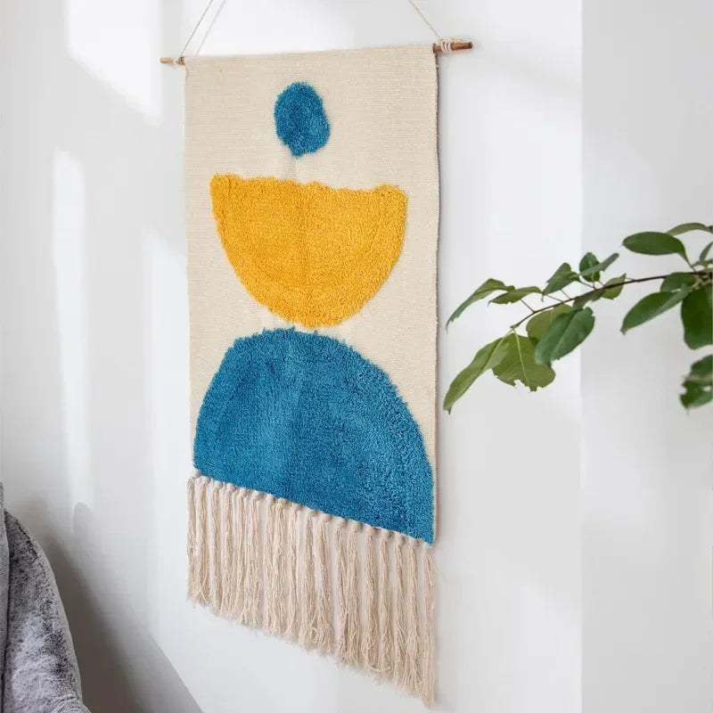 Macrame Wall Hanging Tapestry Nordic Cotton Tassel Handmade Woven Bohemian Geometric Canvas Cloth Home Living Room Boho Decor