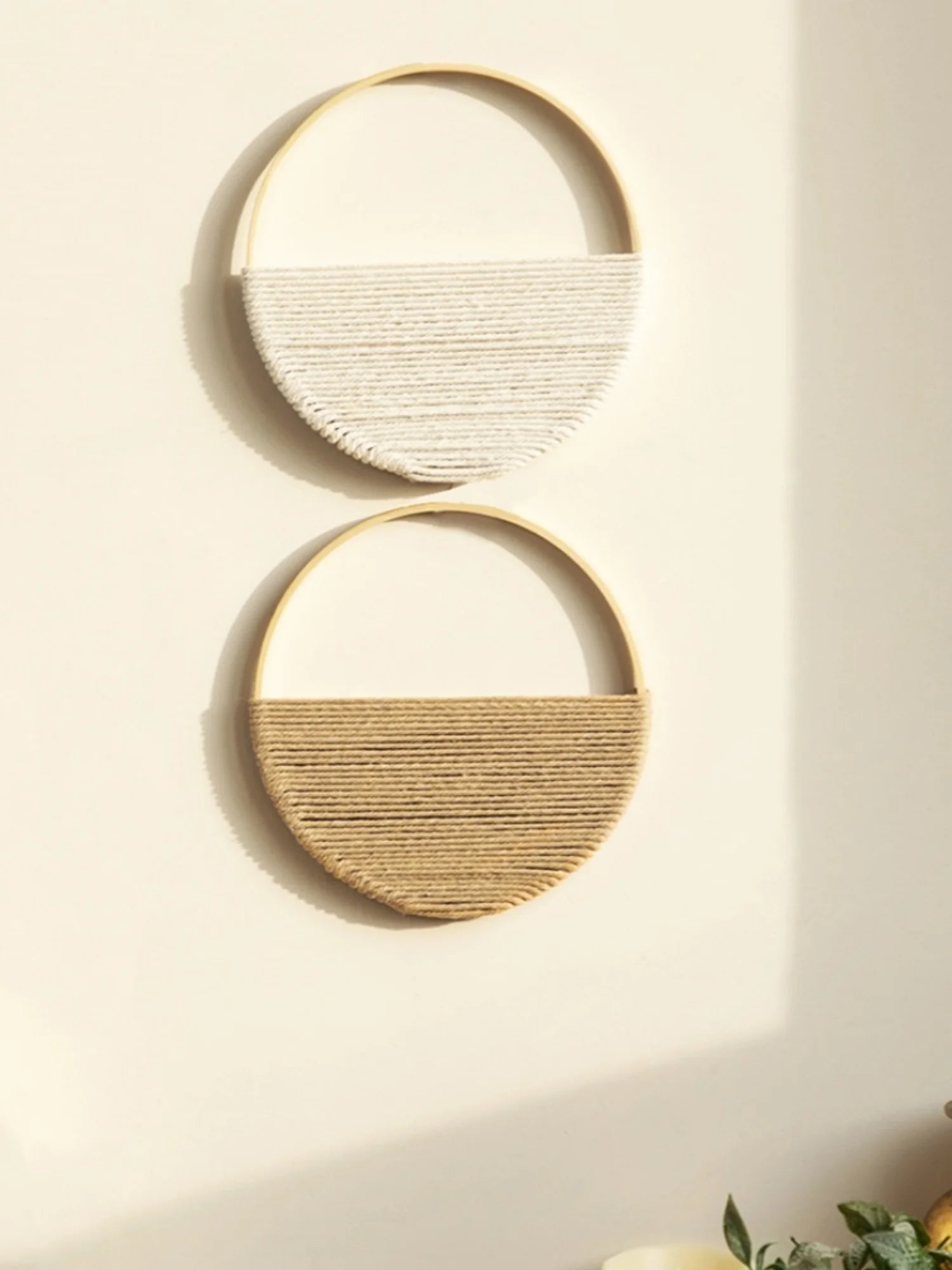 2pcs Macrame Round Wall Hanging Woven Tapestry Bamboo Circle Wall Decor Boho Home Decorations Living Room Decors Aesthetic Gifts