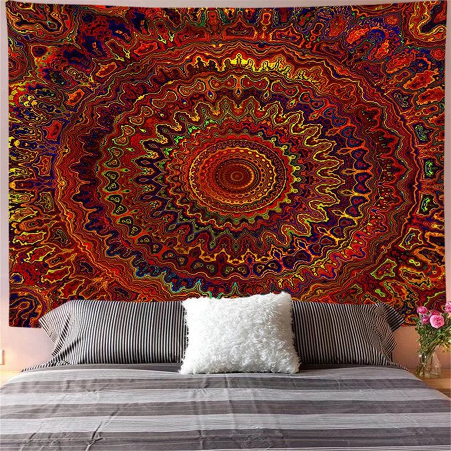 Indian Mandala Wall Hanging Tapestry Boho Wall Cloth Tapestries Decor Psychedelic Hippie Bohemia Wall Carpet Bedroom Decoration
