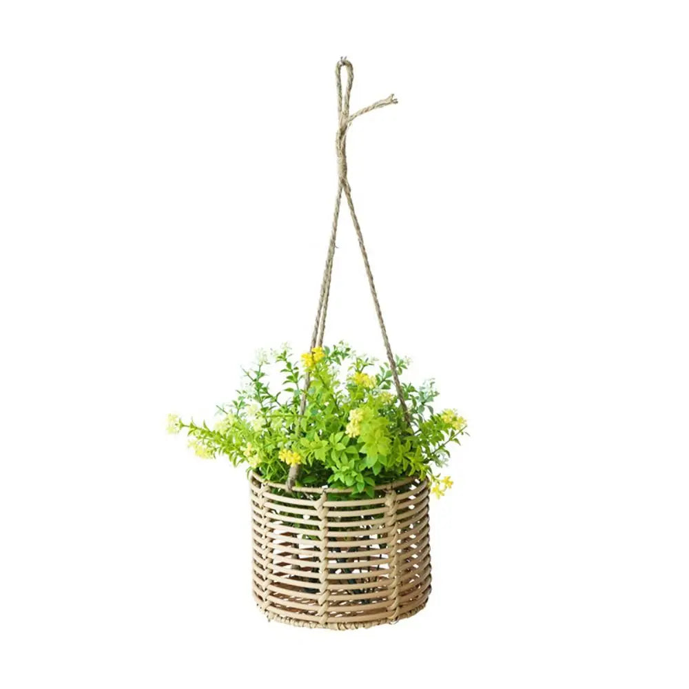 Beige Hanging Weaving Flowerpot Rope Woven Hanger Box Planter Home Decoration Plant Hangers Storage Basket Indoor Outdoor