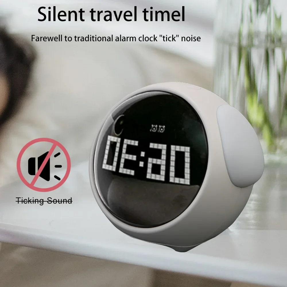 New Night Light Cute Expression Alarm Clock Child Alarm Clock Voice Controlled Light Multifunctional For Home Thermometer