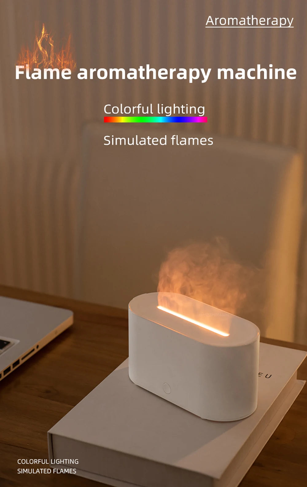Flame Humidifier Fragrance Diffuser Fire Air Humidifier Aromatherapy Essential Oil Diffuser for Home Room Flame Aroma Diffuser