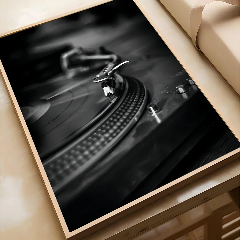 Nordic Vintage Vinyl Records Poster Self-adhesive Art Waterproof Paper Sticker Coffee House Bar Room Wall Decor