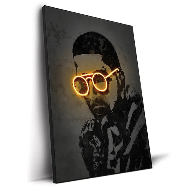Canvas Print Art Poster Abstract Neon Design Rapper Star Canvas Paintings 2PAC Hip Hop Singers Poster Wall Art Bar Home Decor