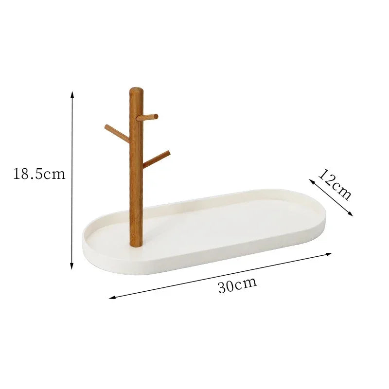 2024 New Nordic Bamboo Tree Branch Storage Tray Living Room Desktop Key Hanger Jewelry Display Frame