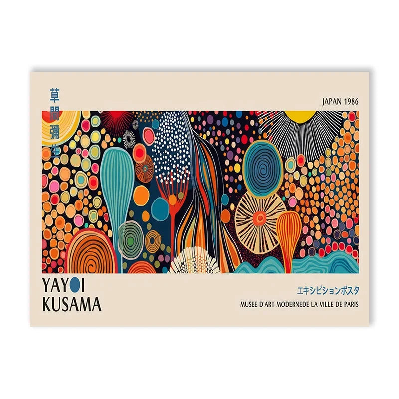 Abstract Yayoi Kusama Flower Exhibition Art Poster Vintage Japanese Print Canvas Painting Modern Room Large Size Wall Home Decor