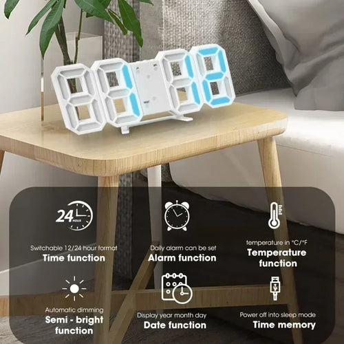 "Modern 3D LED Digital Wall Clock - Stylish Multifunctional Home Decor with USB Power, Perfect for European Interiors"