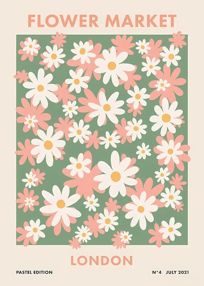 Colorful Retro Flower Market Amsterdam Abstract Poster Boho Flower Shop Sign Prints Canvas Painting Wall Picture Home Room Decor