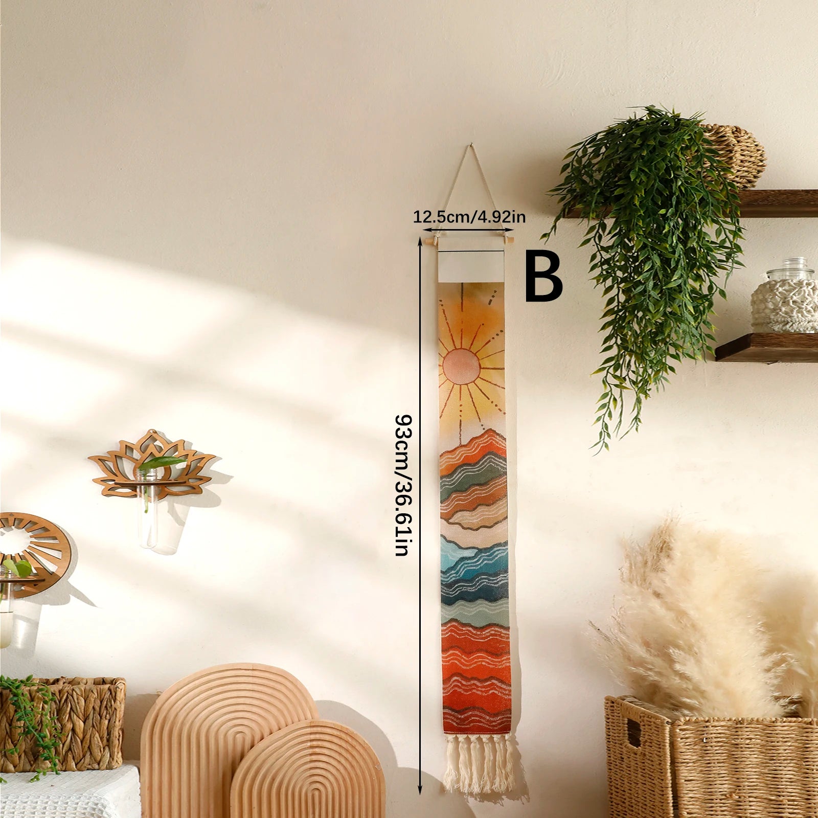 Macrame Wall Tapestry Mountain & Sunrise and sunset Boho Home Decoration Tapestry Wall Hanging Room Decors Aesthetic Wall Decor