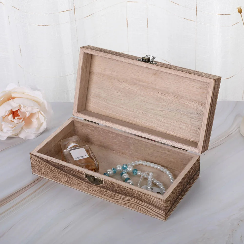 20*10*6 Cm Rectangular Durable Wooden Storage Box Retro Jewelry Box Gift Box Desktop Organizer Clamshell Container