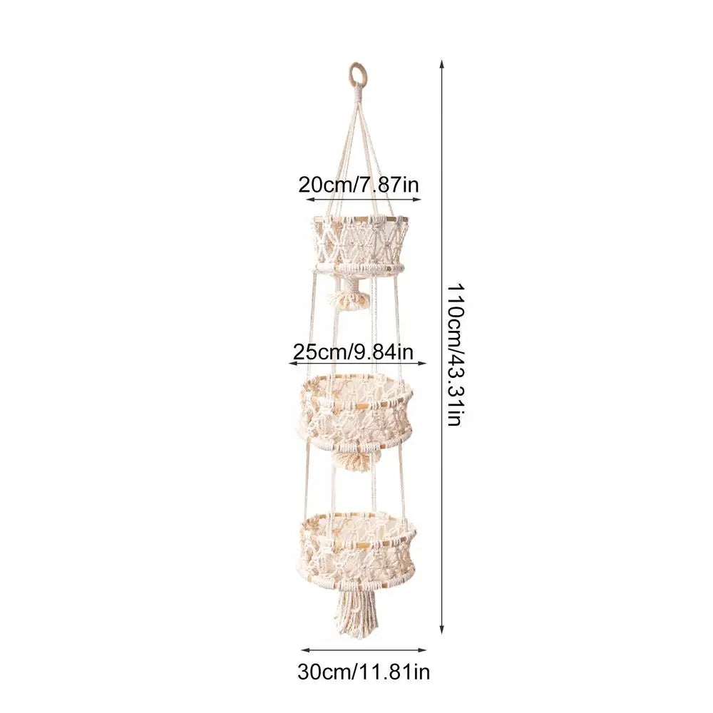 Hanging Hand-woven Macrame Plant Hanger Flower Pot Planter Hanger Wall Decor Courtyard Garden Hanging Planter Hanging Basket