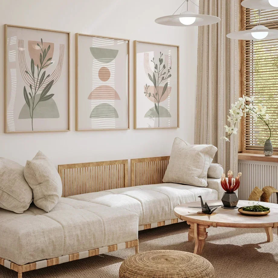 Scandinavian Simple Abstract Wall Art Bohemian Line Leaf Geometry HD Canvas Poster Prints Home Bedroom Living Room Decoration