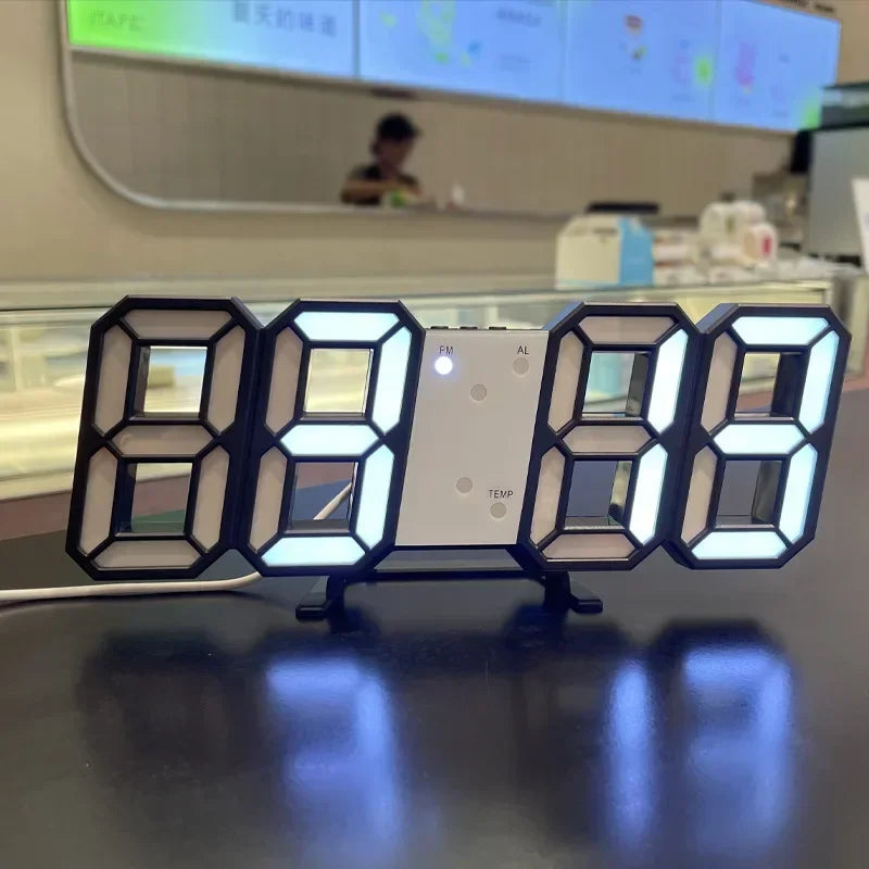 LED Clock Bedroom Home for You Adjustable Digital Wall Clock Hair Accessories Living Room Night Light Mode 3D Decor Decorate