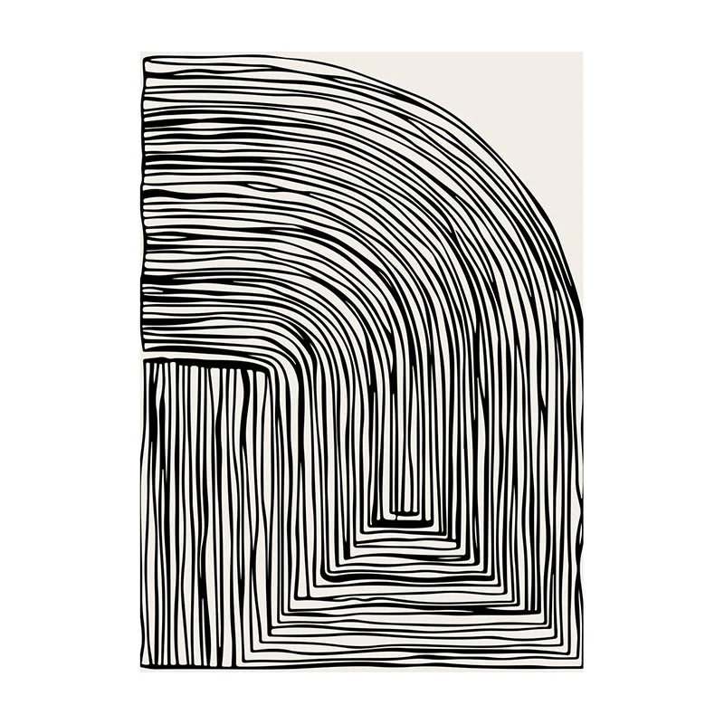 Abstract Shapes and Lines Canvas Paintings Retro Geometric Lines Poster and Print Minimal Art Wall Art Picture for Home Decor