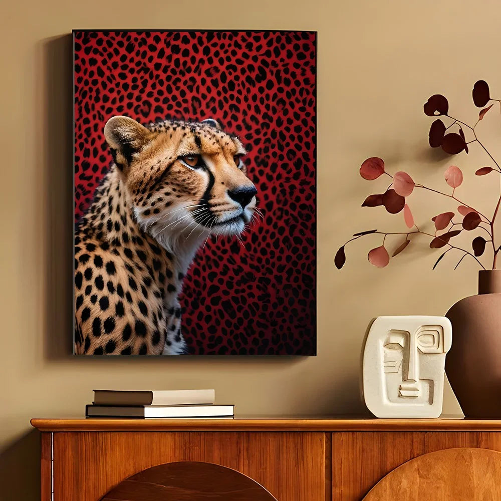 1PC Modern Maximalist Boho Wall Art Animals Leopard Lion Giraffe Monkey Poster Self-adhesive Art Waterproof Paper Sticker Coffee
