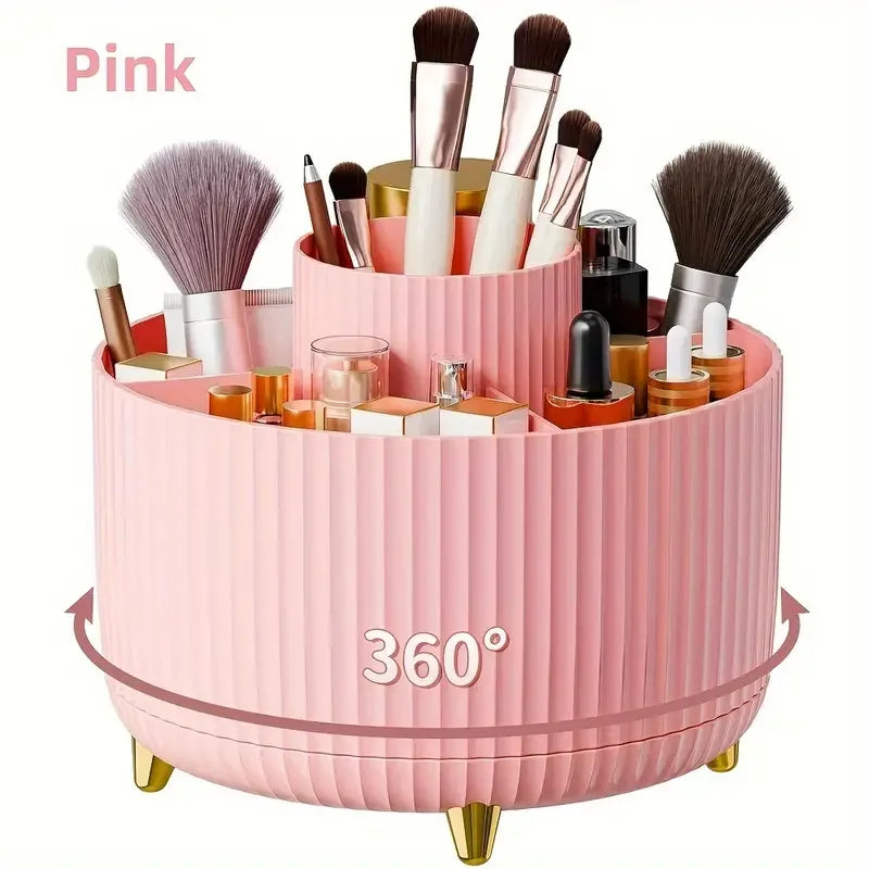 360 Rotating Makeup Holder Desktop Cosmetic Storage Box Organizer Large Capacity For Portable Lipstick Makeup Brush Pen Holder