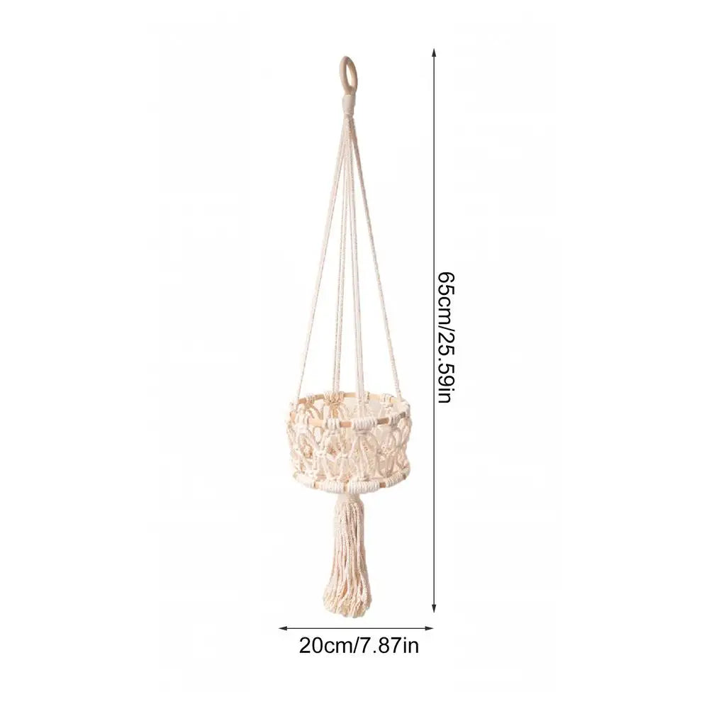 Hanging Hand-woven Macrame Plant Hanger Flower Pot Planter Hanger Wall Decor Courtyard Garden Hanging Planter Hanging Basket