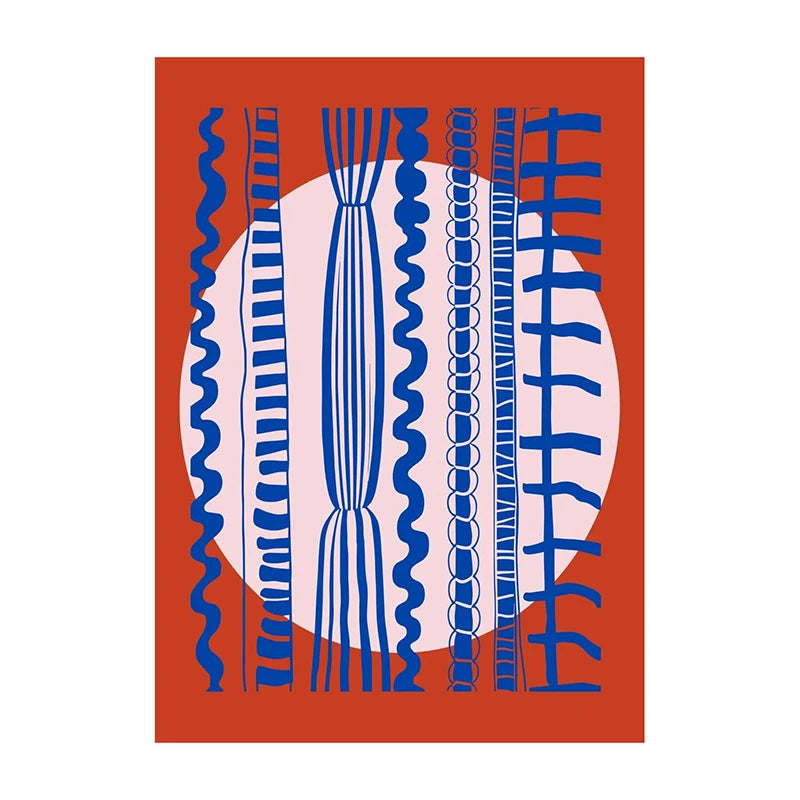 Abstract Shapes and Lines Canvas Paintings Retro Geometric Lines Poster and Print Minimal Art Wall Art Picture for Home Decor