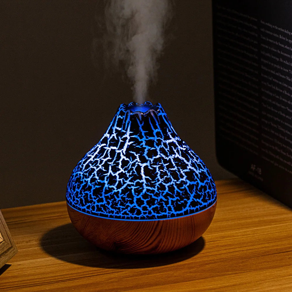 Volcano Air Humidifier 300ml Large Capacity Water Mist Aromatherapy Diffuser USB Desktop Humidifier with 7 Colorful Night Lights