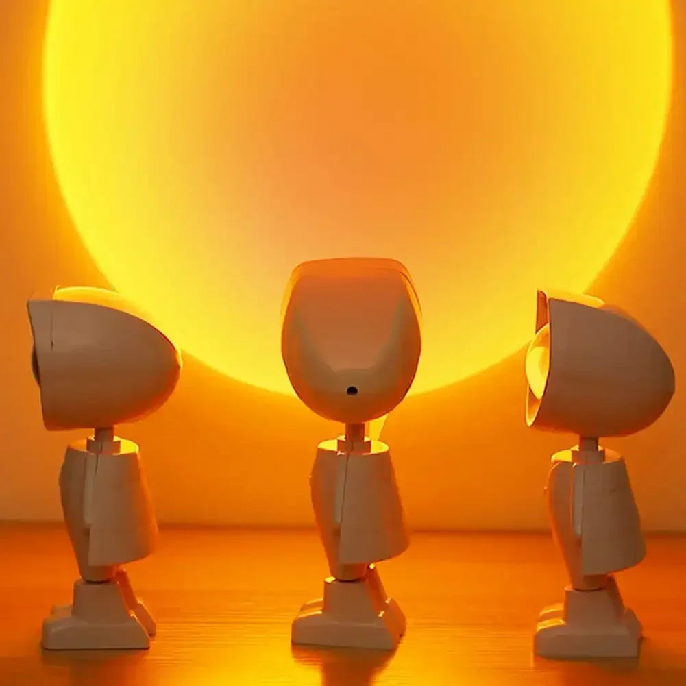 Rechargeable Astronaut Robot Rainbow Projection Sun Lamp Table Night Light Sunset Lamp Infinite Dimming Bedroom Atmosphere Light
