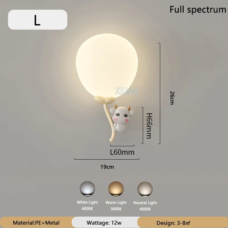 Monkey Light Cartoon Animal Wall Lamp White Cloud Sconce Nursery Room Night Light Children's Bedroom Bedside Lamp Eye Protection
