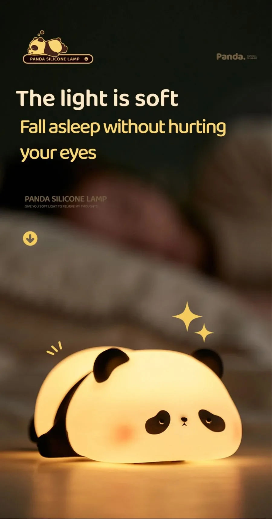 Cute LED Night Light Panda Sheep Rabbit Silicone Nightlights Timing USB Rechargeable For Bedroom Decoration Kids Birthday Gift