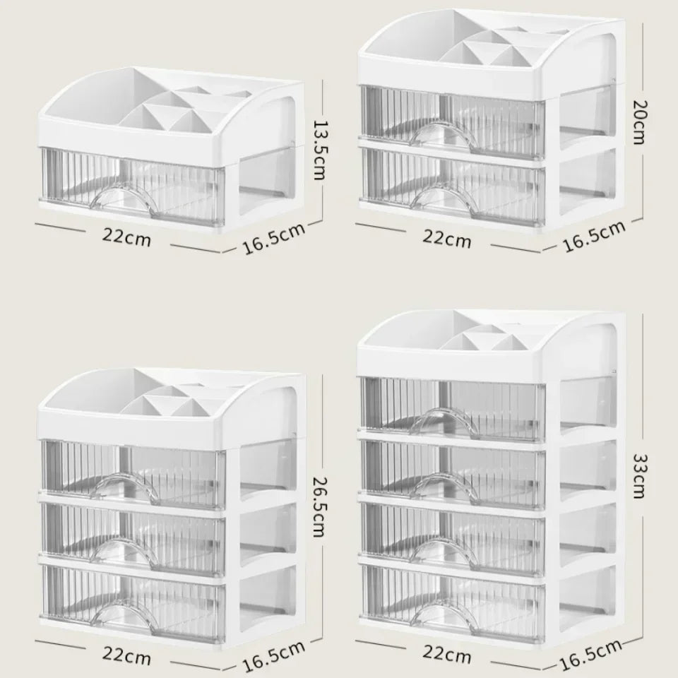 Drawer Style Storage Box Transparent Jewelry Skin Care Products Storage Box High-capacity Desktop Clutter Dustproof Organizer