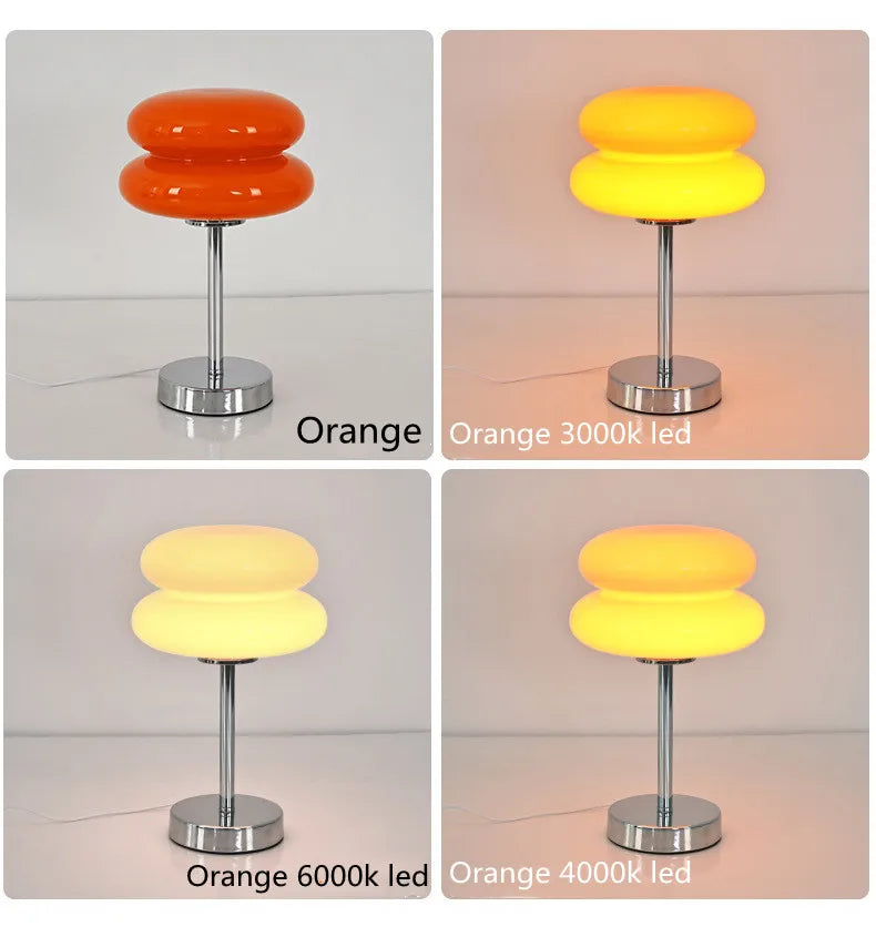 Macaron Glass Table Lamp Trichromatic Dimming Living Room Atmosphere Lamps Eye Protection Night Light Girl Bedroom Bedside Decor