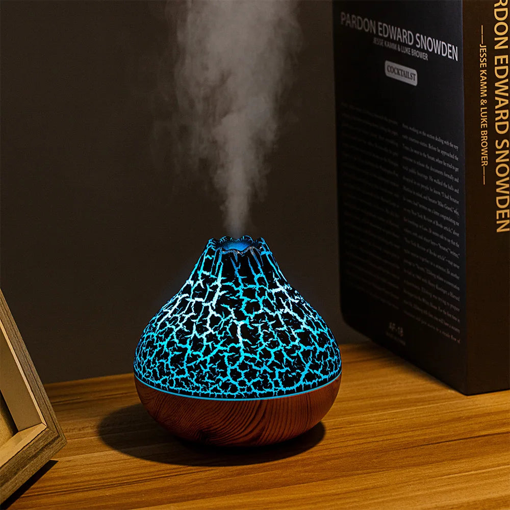 Volcano Air Humidifier 300ml Large Capacity Water Mist Aromatherapy Diffuser USB Desktop Humidifier with 7 Colorful Night Lights