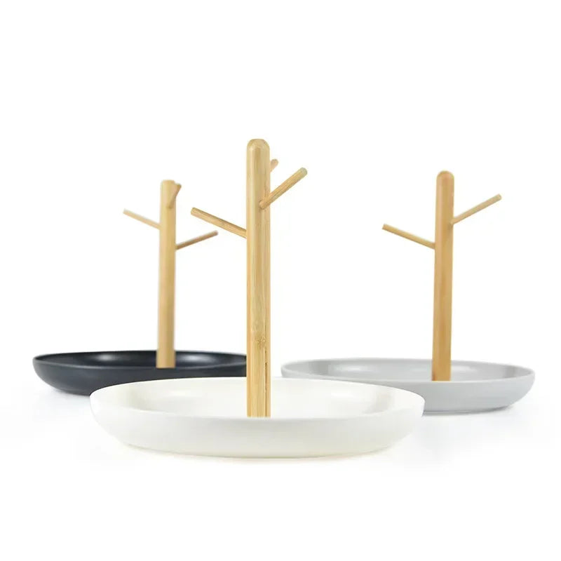 2024 New Nordic Bamboo Tree Branch Storage Tray Living Room Desktop Key Hanger Jewelry Display Frame
