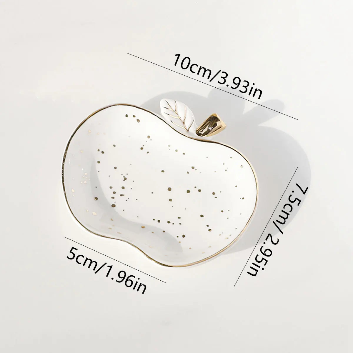 Ceramic Jewelry Tray Trinket Dish Apple Vanity Key Tray for Women, Ring Holder Dish, Cute Jewelry Plate Room Decor Birthday Gift