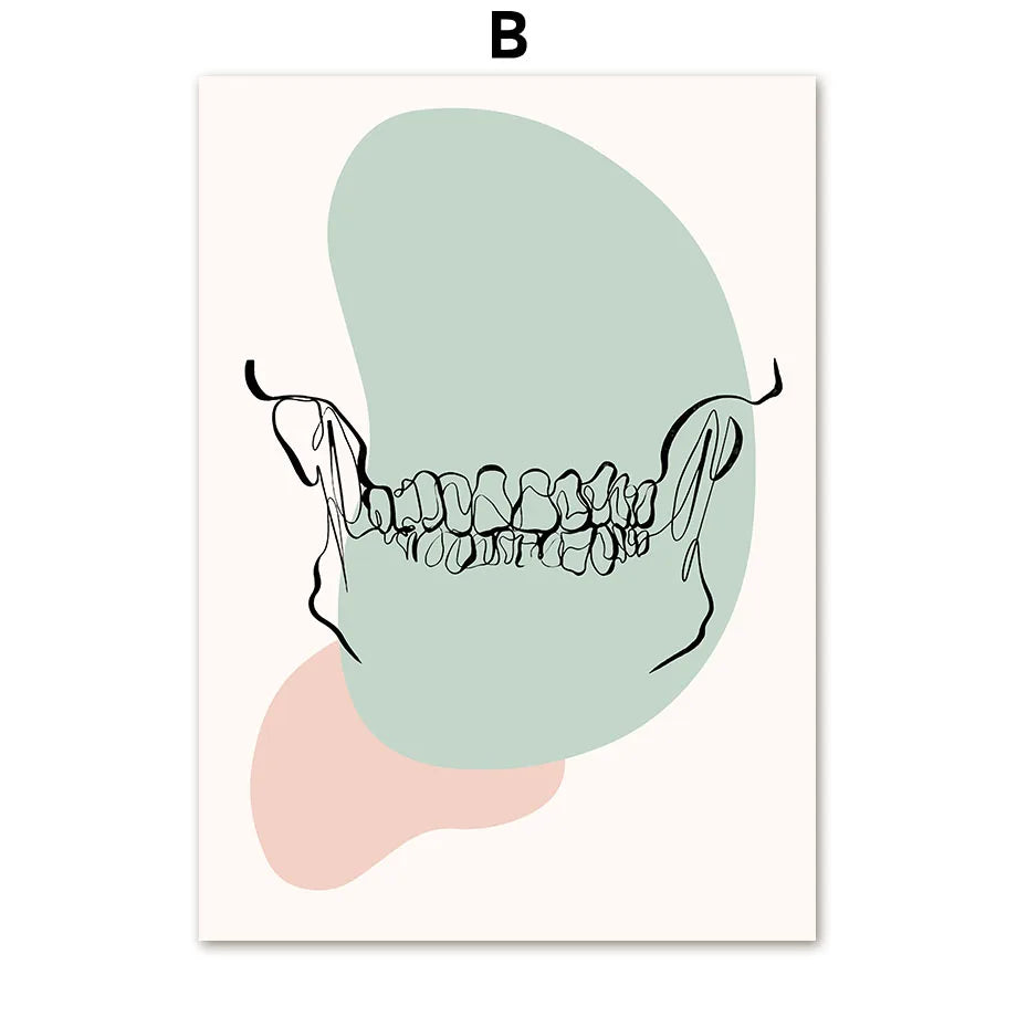 Abstract Line Teeth Oral Health Modern Wall Art Canvas Painting Nordic Posters And Prints Wall Pictures For Dental Clinic Decor
