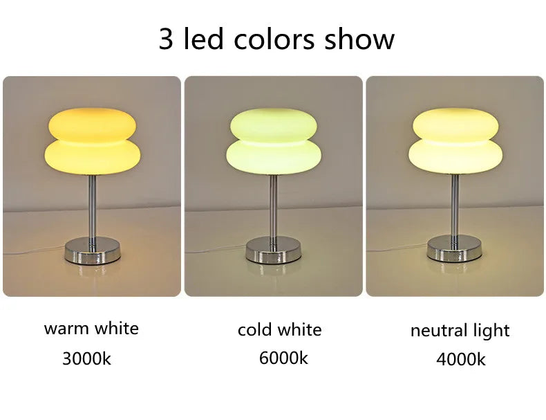 Macaron Glass Table Lamp Trichromatic Dimming Living Room Atmosphere Lamps Eye Protection Night Light Girl Bedroom Bedside Decor