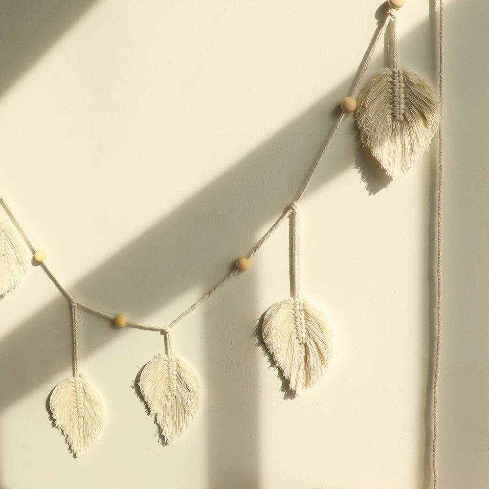 Large Macrame Wall Hanging Boho Leaf Tassels Christmas Decoration Wall Decor Tapestry Home Decorations for Bedroom Living Room