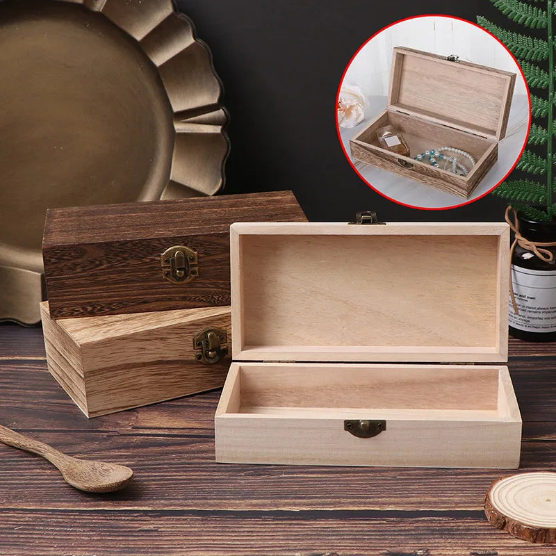 20*10*6 Cm Rectangular Durable Wooden Storage Box Retro Jewelry Box Gift Box Desktop Organizer Clamshell Container