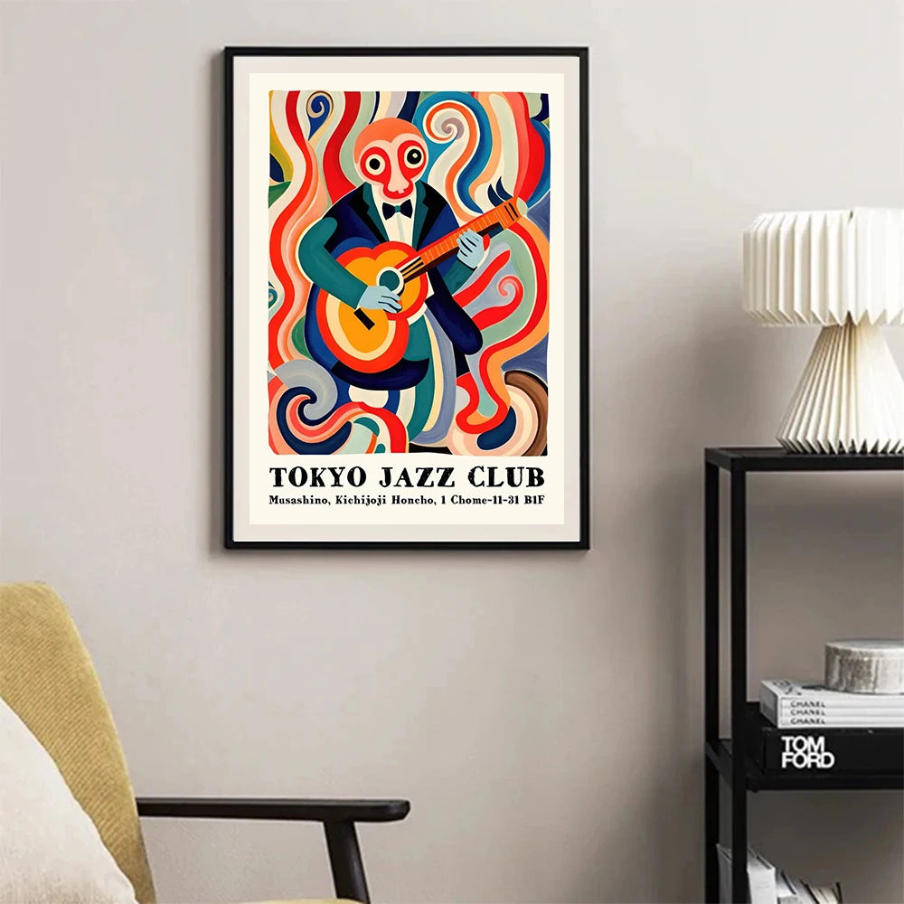 Japan Aesthetic Abstract Koi Fish Tokyo Jazz Octopus Posters and Prints Canvas Printing Wall Art Picture for Living Room Decor