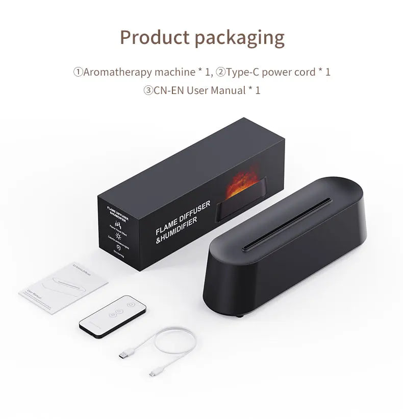 Flame Diffusers for Essential Oils 300ML Aroma Diffuser Humidifier with RGB Light Remote Control for Home Office