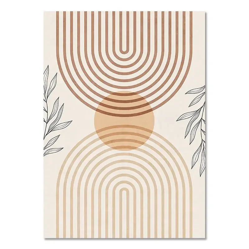 Boho Light Colour Block Canvas Painting Nordic Minimalist Lines Wall Art People Leaves Wall Art Home Living Room Decoration