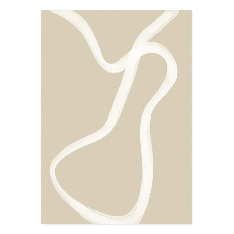 Boho Abstract Matisse Beige White Line Wall Art Poster  Minimalist Canvas Paintings Print Picture for Living Room Interior Home